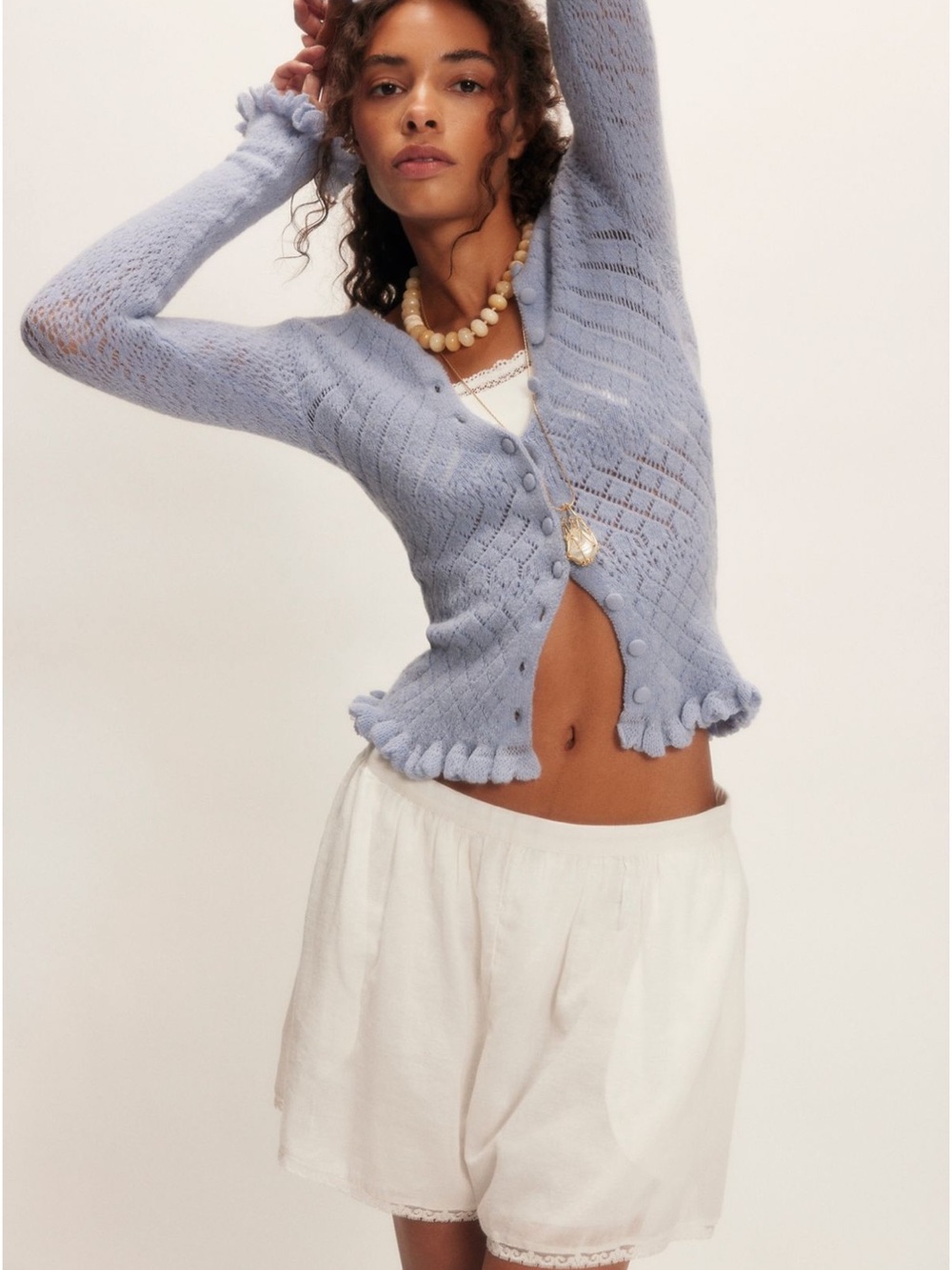 Free People Periwinkle Knit Button-Front V-Neck Cardigan fits like small
